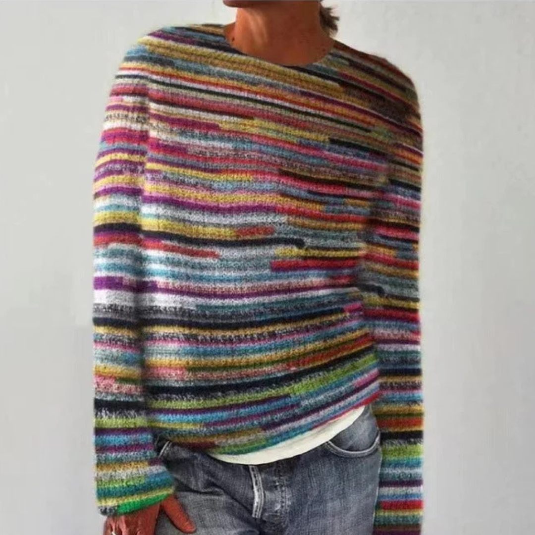 SAFFRON - STRIPED FAIR ISLE KNIT SWEATER 1