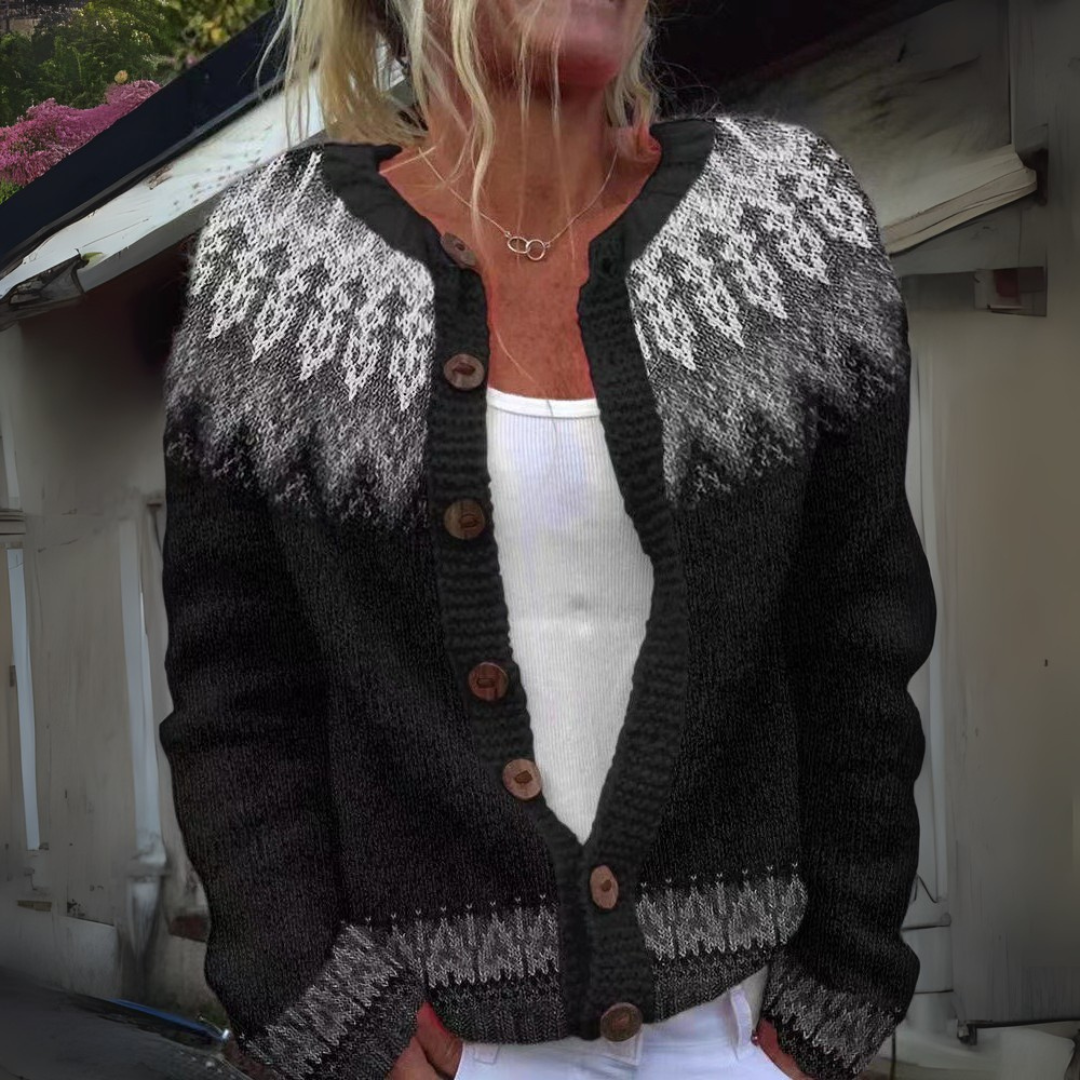 SAGA | WOMEN'S SNOWFLAKE FAIR ISLE CARDIGAN SWEATER CHRISTMAS KNIT 1