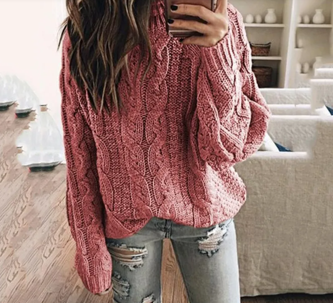 SELENA | WOMEN'S OFF THE SHOULDER SWEATER CABLE KNIT 2