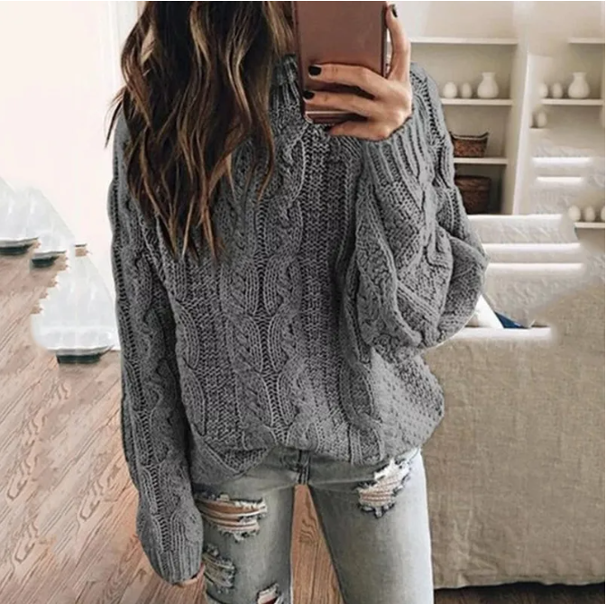 SELENA | WOMEN'S OFF THE SHOULDER SWEATER CABLE KNIT 3