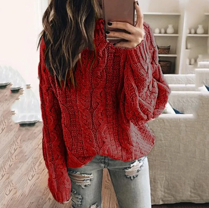 SELENA | WOMEN'S OFF THE SHOULDER SWEATER CABLE KNIT 4