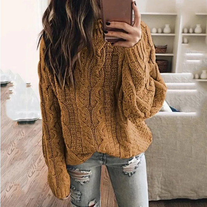 SELENA | WOMEN'S OFF THE SHOULDER SWEATER CABLE KNIT 5