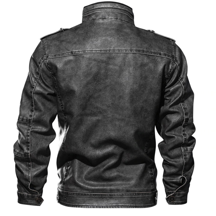 Men's Leather Biker Jacket – Detail View