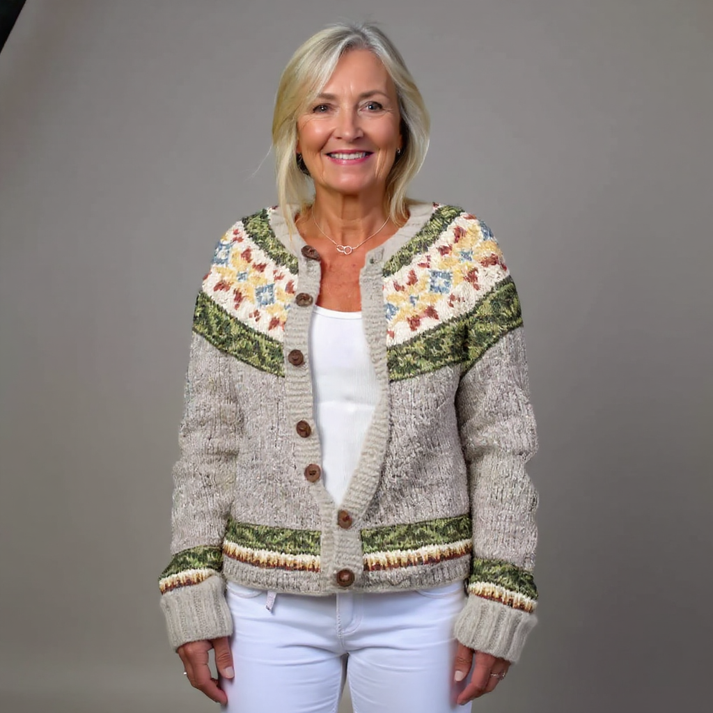 SIENNA | WOMEN'S FLORAL CARDIGAN SWEATER FAIR ISLE KNIT BUTTON 3
