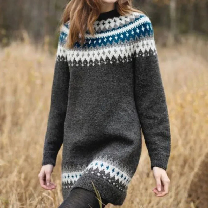 SIGRID | WOMEN'S FAIR ISLE TUNIC SWEATER NORDIC KNIT PULLOVER 1