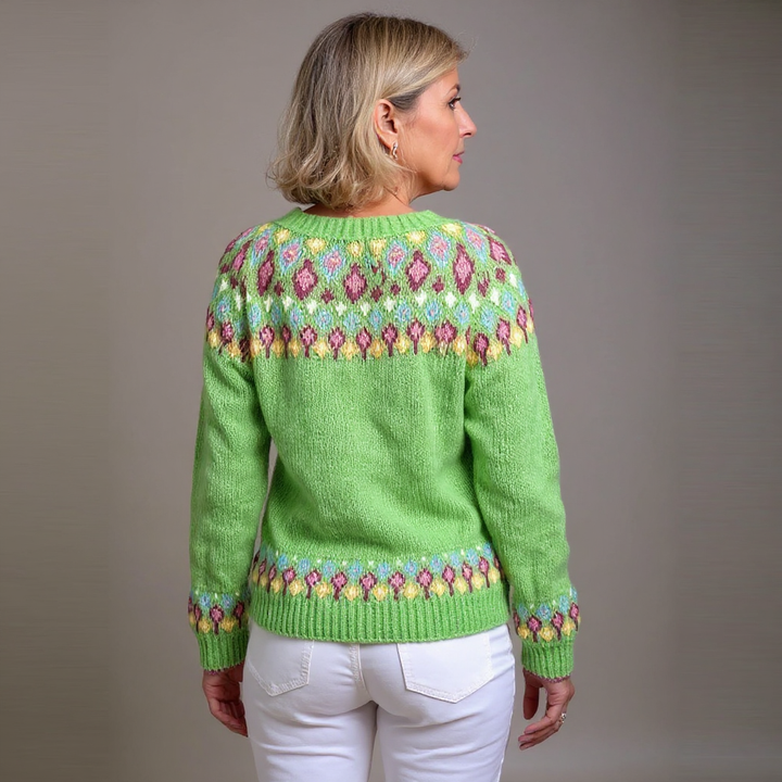 SILJE | WOMEN'S FLORAL FAIR ISLE CARDIGAN SWEATER KNIT WINTER 2