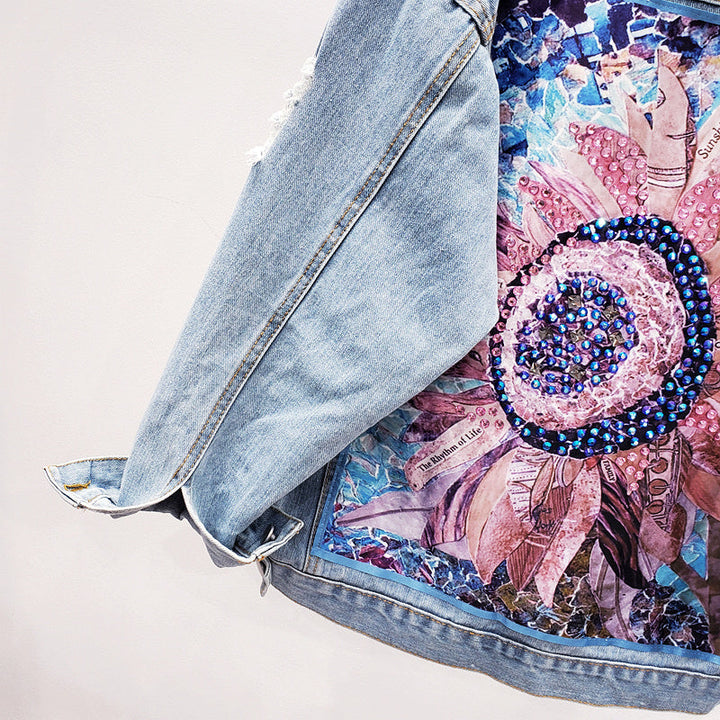 SOLENE - PRINTED BACK DENIM JACKET 1