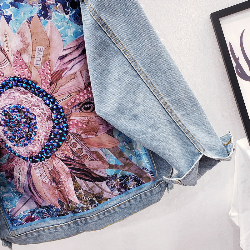 SOLENE - PRINTED BACK DENIM JACKET 3