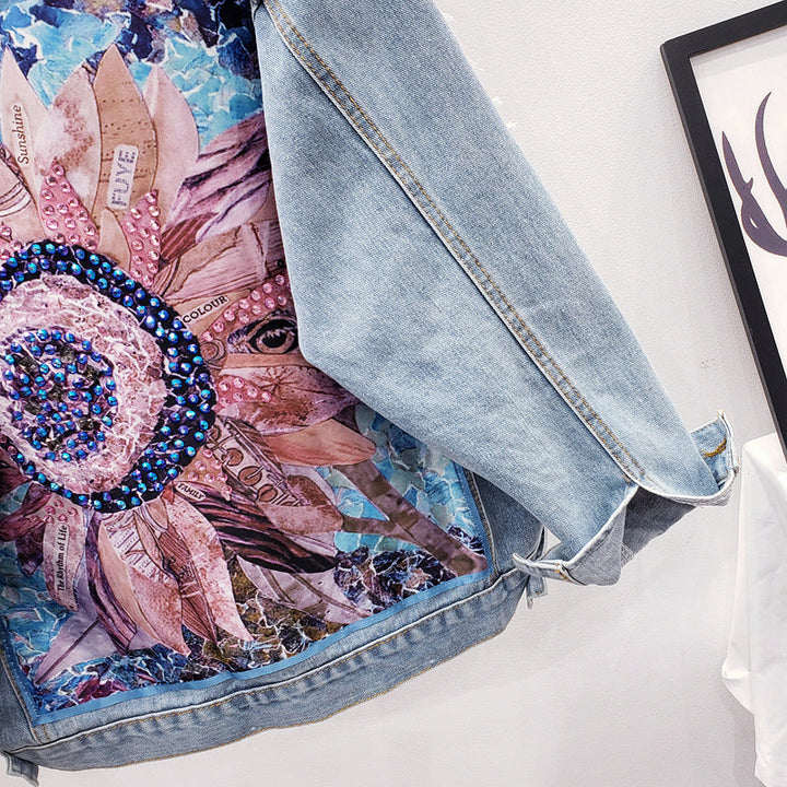 SOLENE - PRINTED BACK DENIM JACKET 3