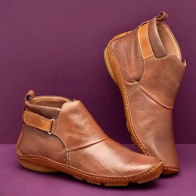 Women's Orthopedic Leather Ankle Boots – Brown