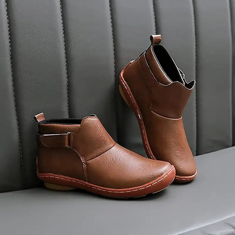 Women's Orthopedic Leather Ankle Boots – Detail View
