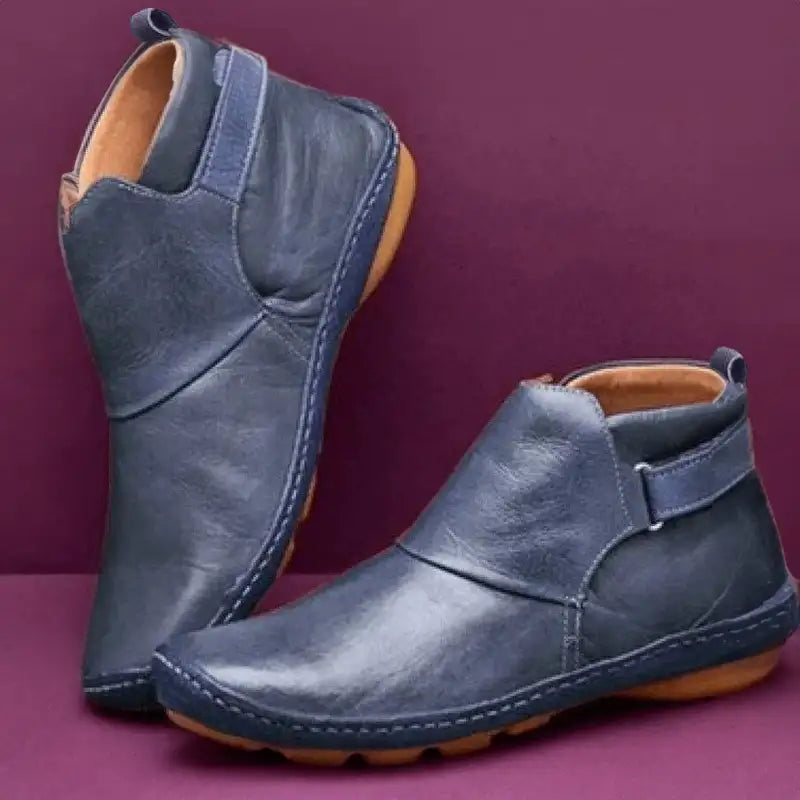 Women's Orthopedic Leather Ankle Boots – Navy