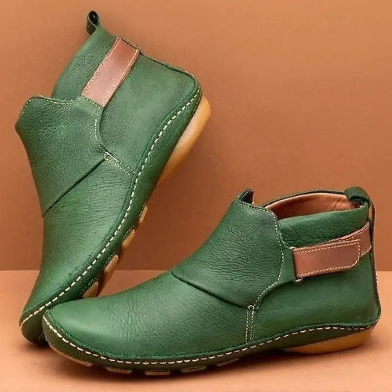 Women's Orthopedic Leather Ankle Boots – Green