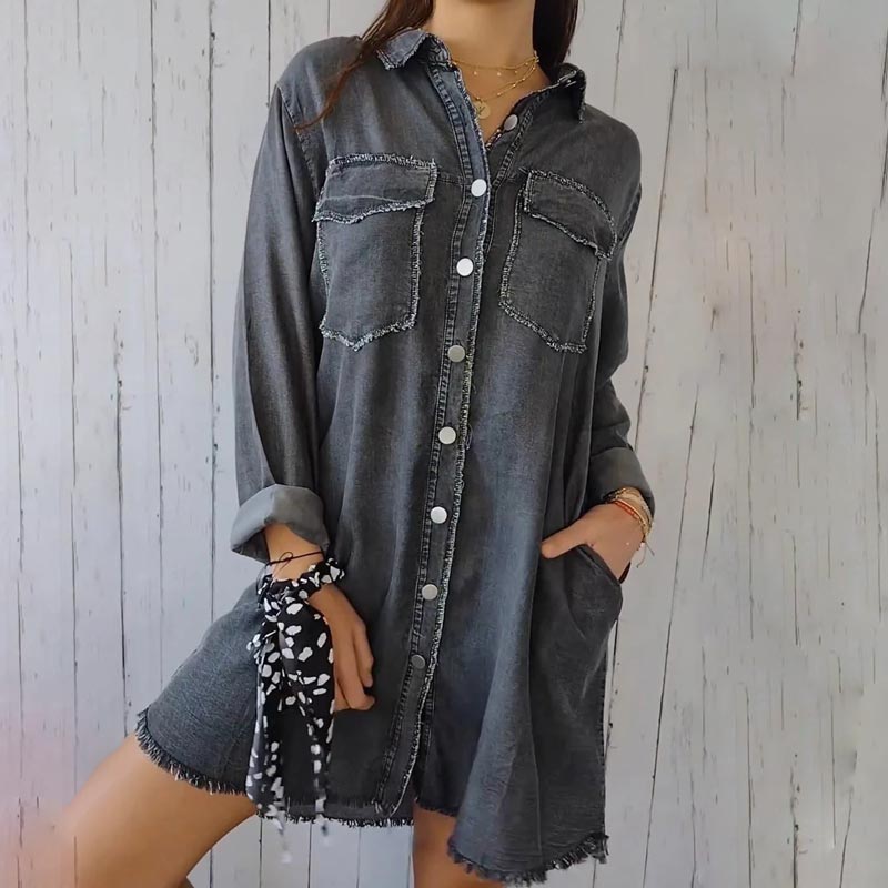 SHAVONNE – SHIRT DENIM WITH LAPEL JACKET