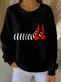 Women's Witch Legs Print Ribbed Sweatshirt