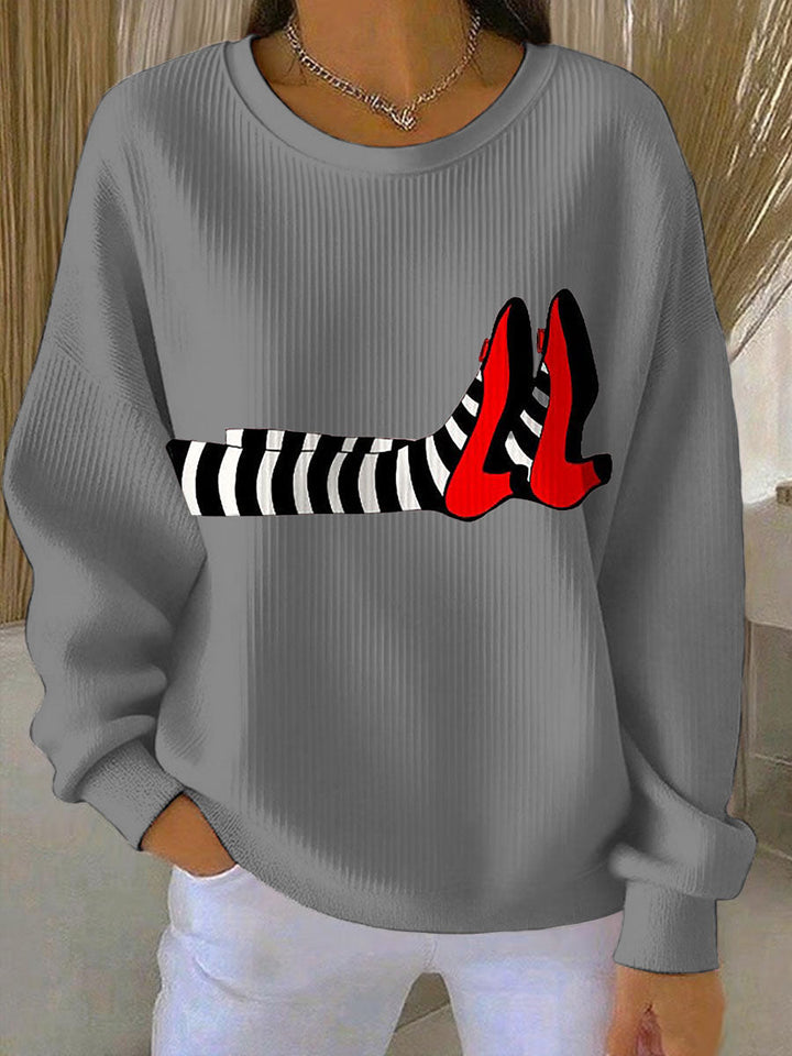 Women's Witch Legs Print Casual Sweatshirt