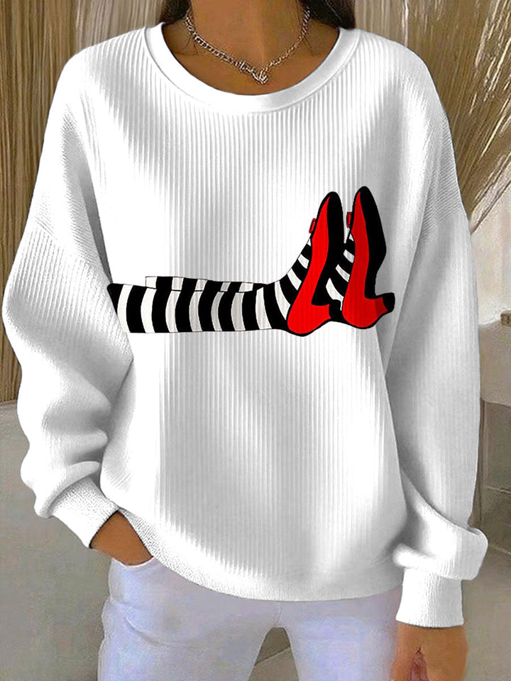 Women's Witch Legs Print Casual Sweatshirt