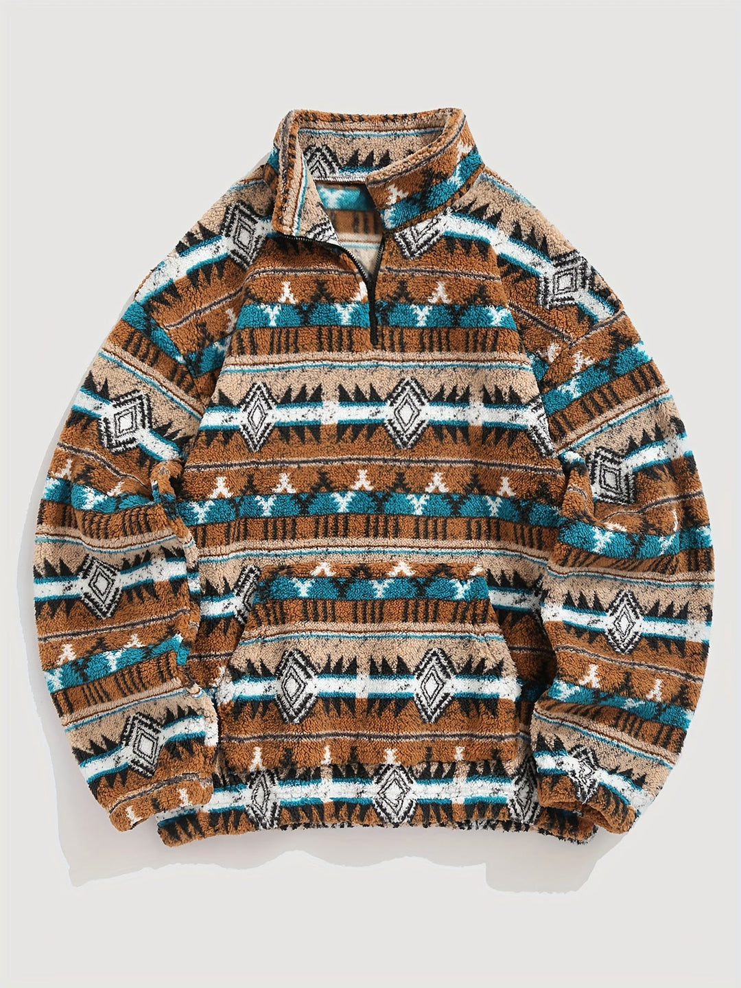 SYLVAIN | MEN'S AZTEC SHERPA QUARTER ZIP FLEECE PULLOVER 2