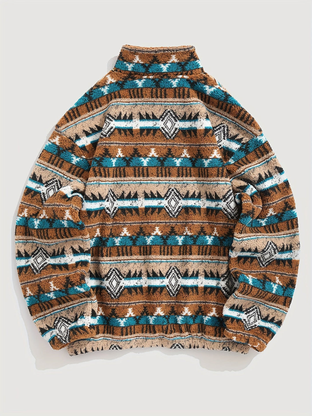 SYLVAIN | MEN'S AZTEC SHERPA QUARTER ZIP FLEECE PULLOVER 5