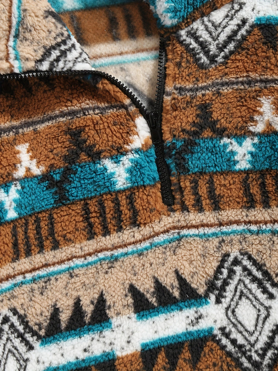SYLVAIN | MEN'S AZTEC SHERPA QUARTER ZIP FLEECE PULLOVER 6