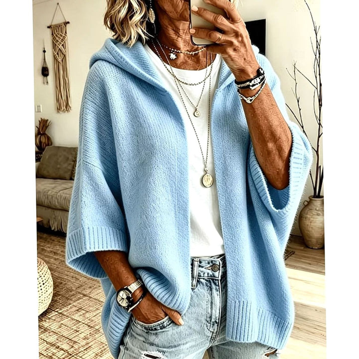 Women's Oversized Hooded Cardigan – Light Blue