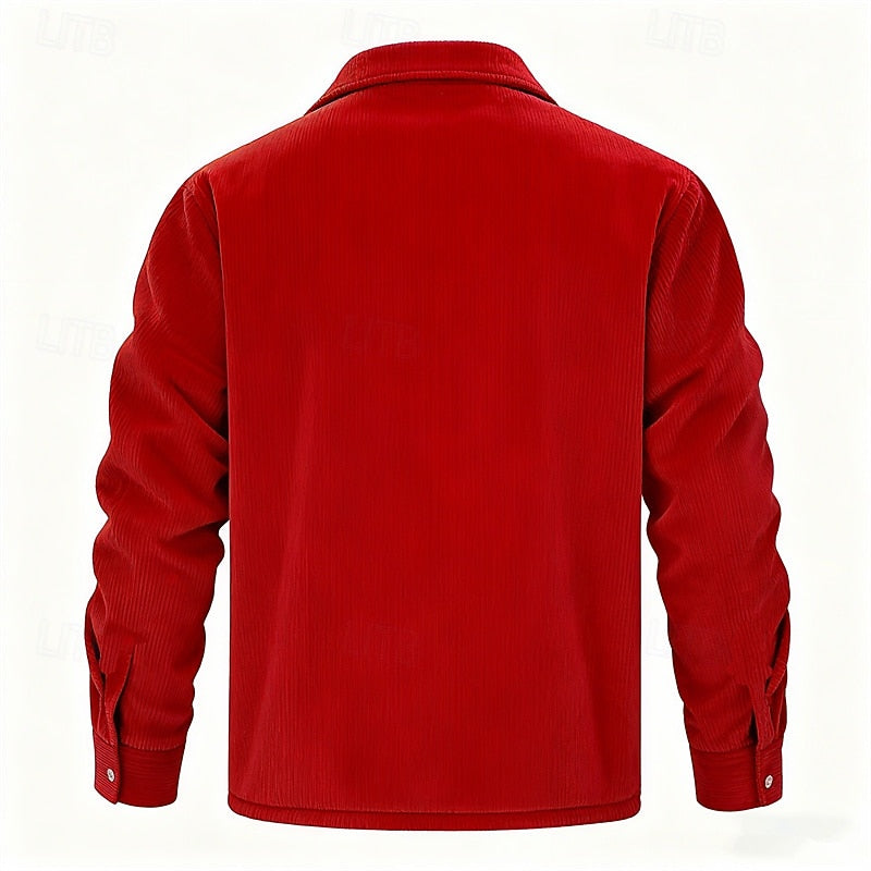 Men's Sherpa Lined Corduroy Shirt Jacket – Detail View