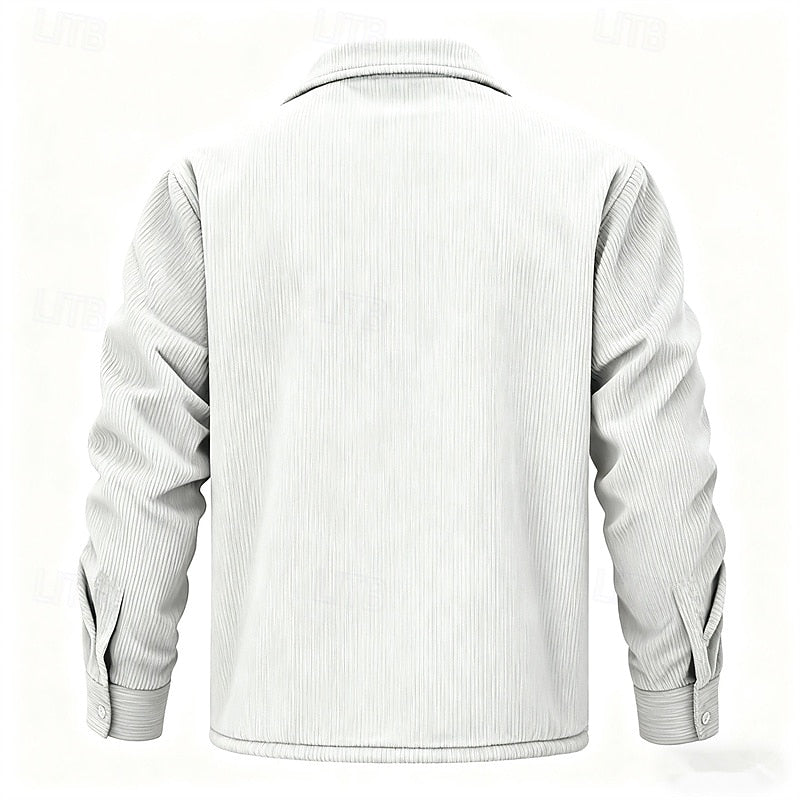 Men's Sherpa Lined Corduroy Shirt Jacket – Detail View