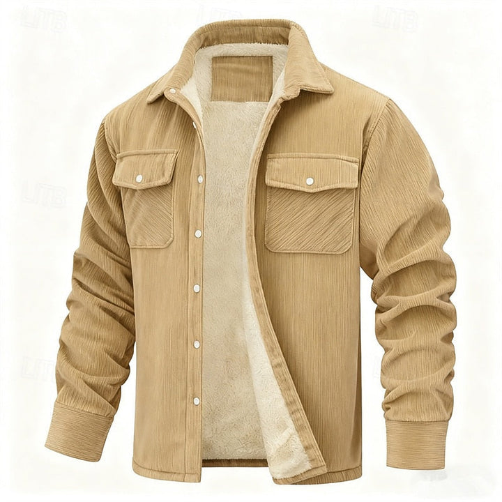 Men's Sherpa Lined Corduroy Shirt Jacket – Khaki