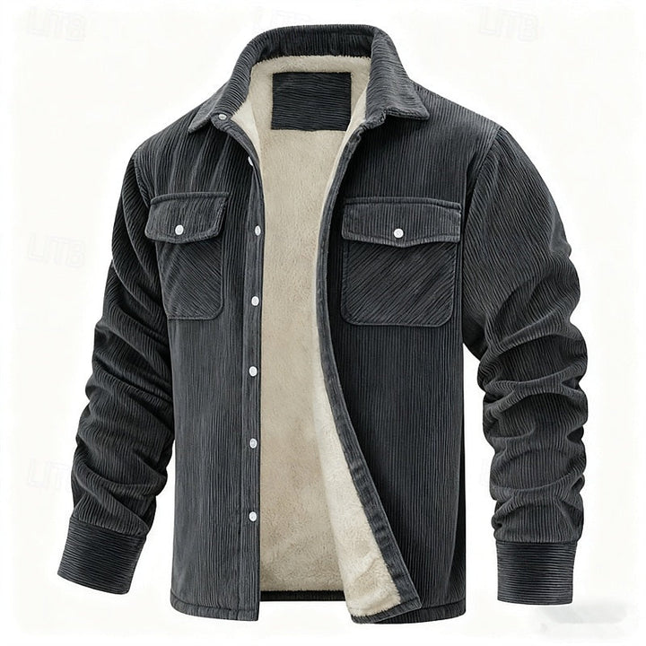 Men's Sherpa Lined Corduroy Shirt Jacket – Dark Gray