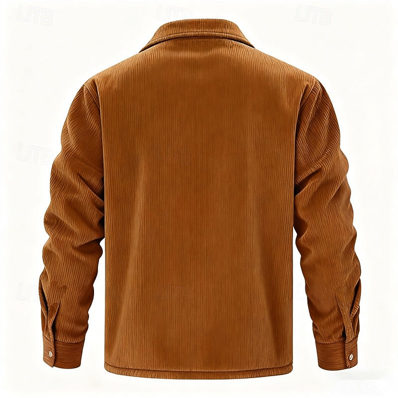 Men's Sherpa Lined Corduroy Shirt Jacket – Detail View