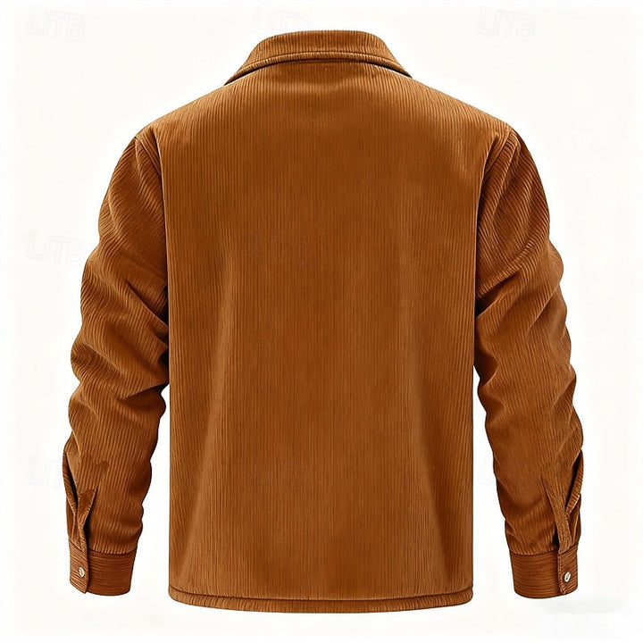 Men's Sherpa Lined Corduroy Shirt Jacket – Detail View