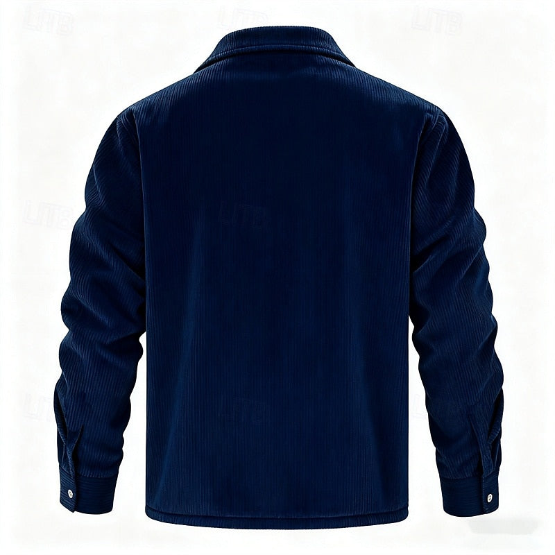 Men's Sherpa Lined Corduroy Shirt Jacket – Detail View