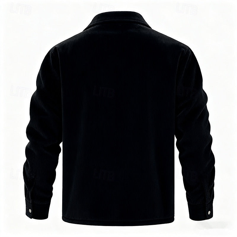 Men's Sherpa Lined Corduroy Shirt Jacket – Detail View