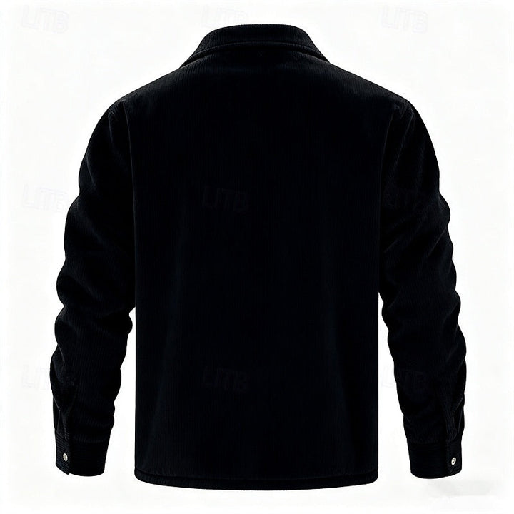Men's Sherpa Lined Corduroy Shirt Jacket – Detail View