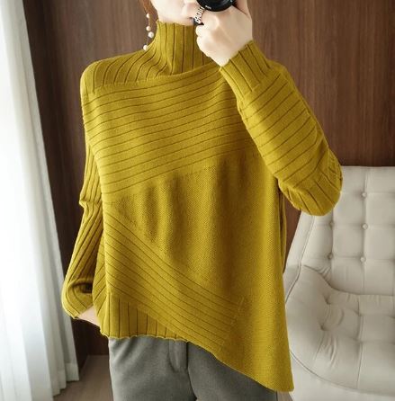 THEA - ASYMMETRIC RIBBED TURTLENECK SWEATER 1