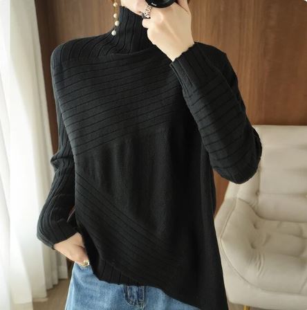 THEA - ASYMMETRIC RIBBED TURTLENECK SWEATER 2