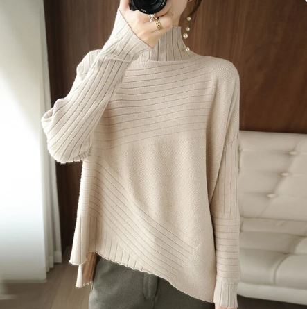 THEA - ASYMMETRIC RIBBED TURTLENECK SWEATER 4
