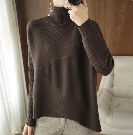 THEA - ASYMMETRIC RIBBED TURTLENECK SWEATER 5