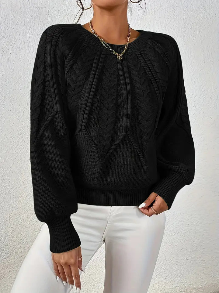 THEODORA - CABLE KNIT BALLOON SLEEVE SWEATER 1