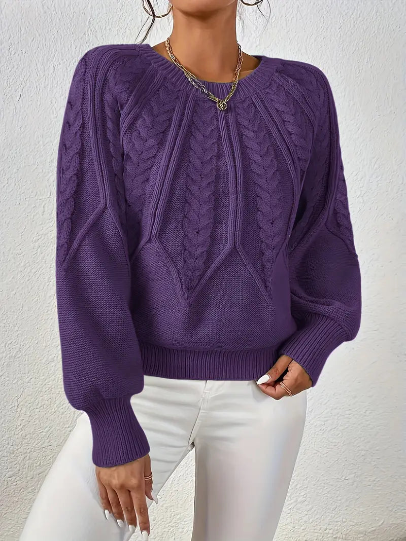 THEODORA - CABLE KNIT BALLOON SLEEVE SWEATER 10