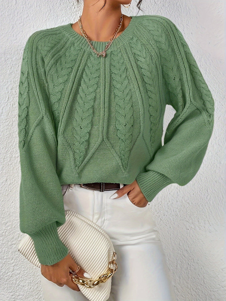 THEODORA - CABLE KNIT BALLOON SLEEVE SWEATER 3