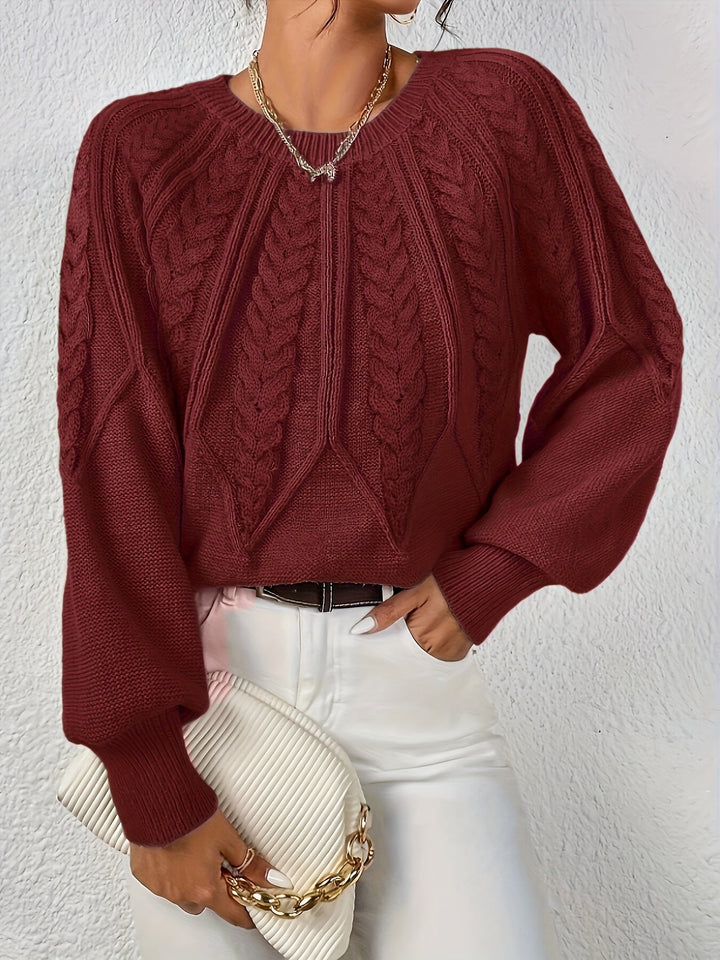 THEODORA - CABLE KNIT BALLOON SLEEVE SWEATER 5