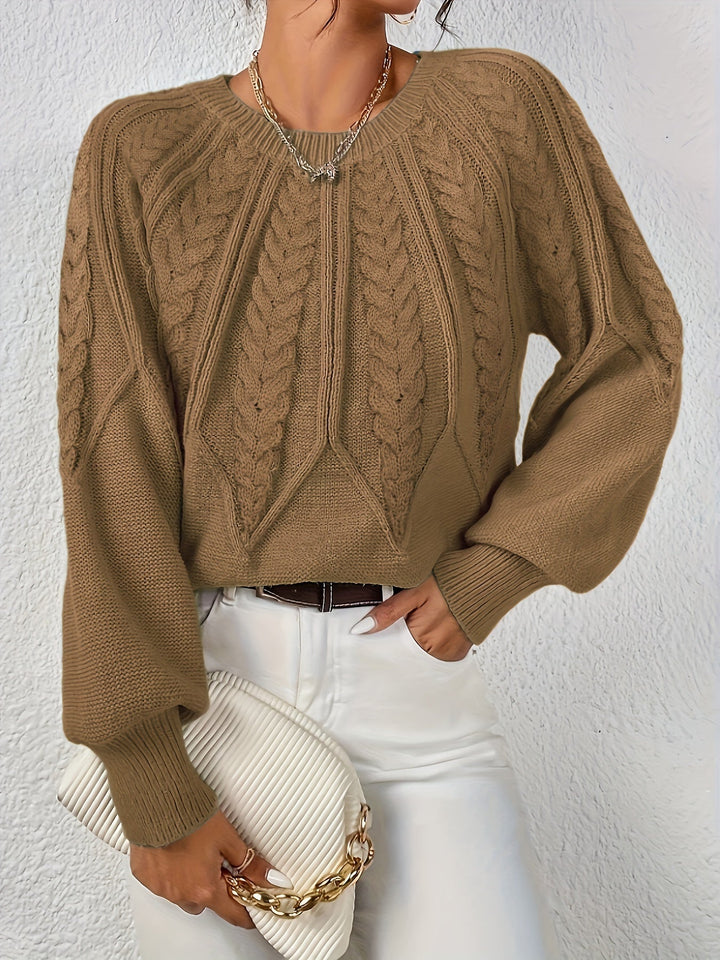 THEODORA - CABLE KNIT BALLOON SLEEVE SWEATER 9