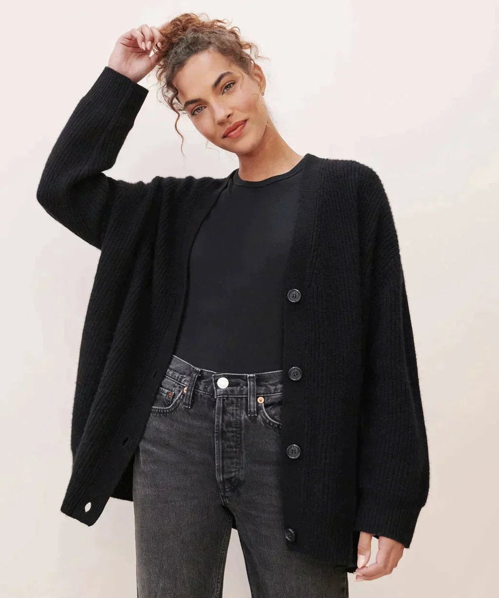 THEODORA | WOMEN'S RIBBED V NECK CARDIGAN SWEATER 2