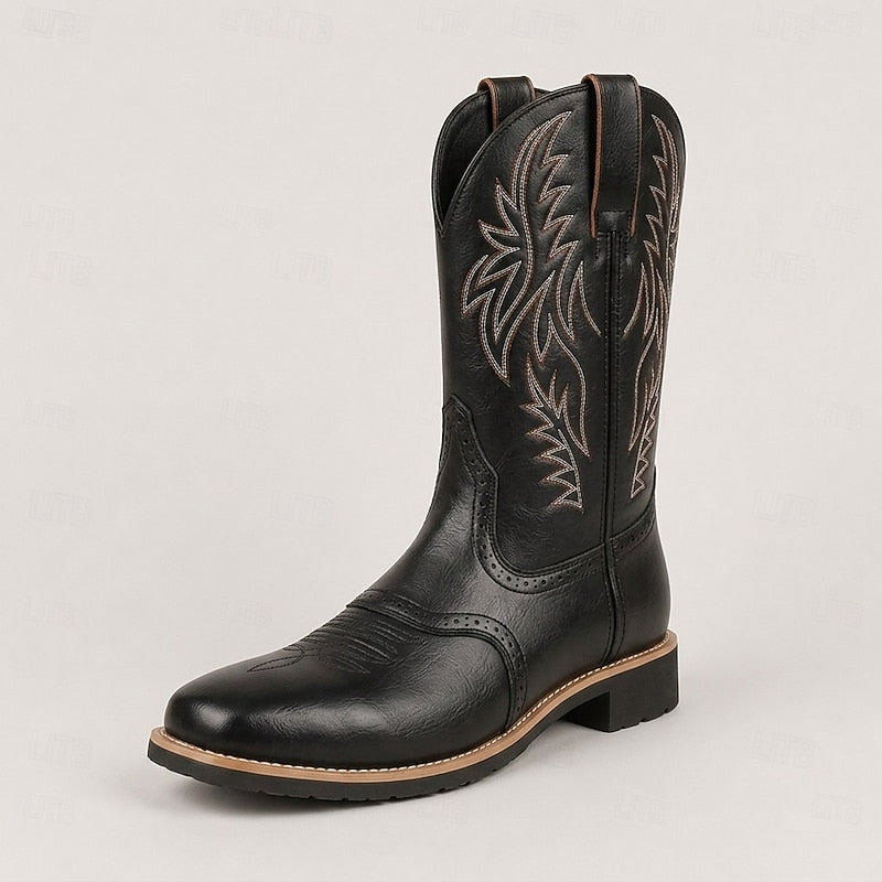 THIBAUD | MEN'S WESTERN COWBOY BOOTS EMBROIDERED SQUARE TOE 2