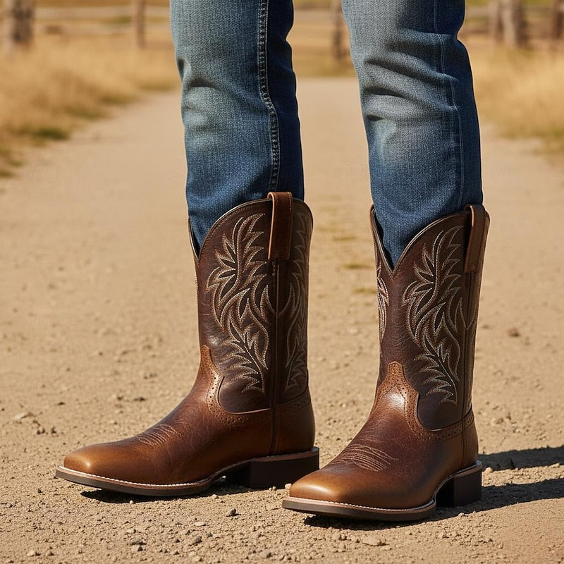 THIBAUD | MEN'S WESTERN COWBOY BOOTS EMBROIDERED SQUARE TOE 3
