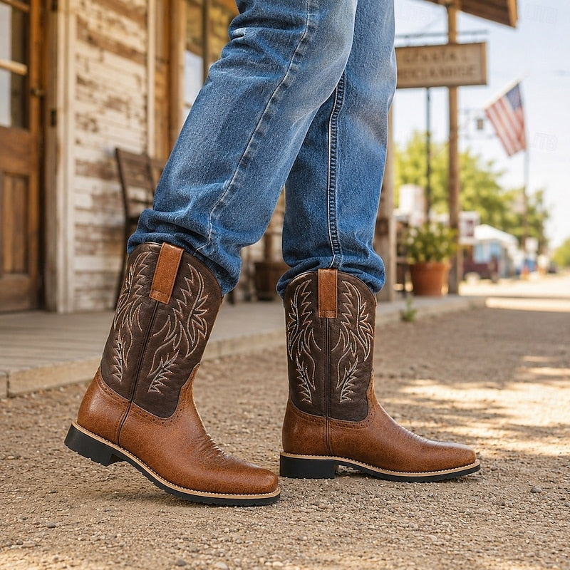 THIBAUD | MEN'S WESTERN COWBOY BOOTS EMBROIDERED SQUARE TOE 4
