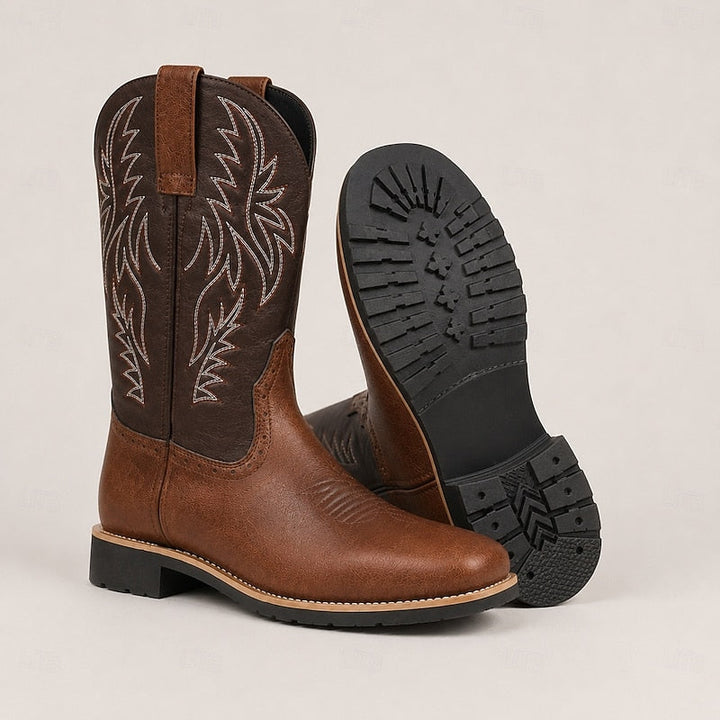 THIBAUD | MEN'S WESTERN COWBOY BOOTS EMBROIDERED SQUARE TOE 7