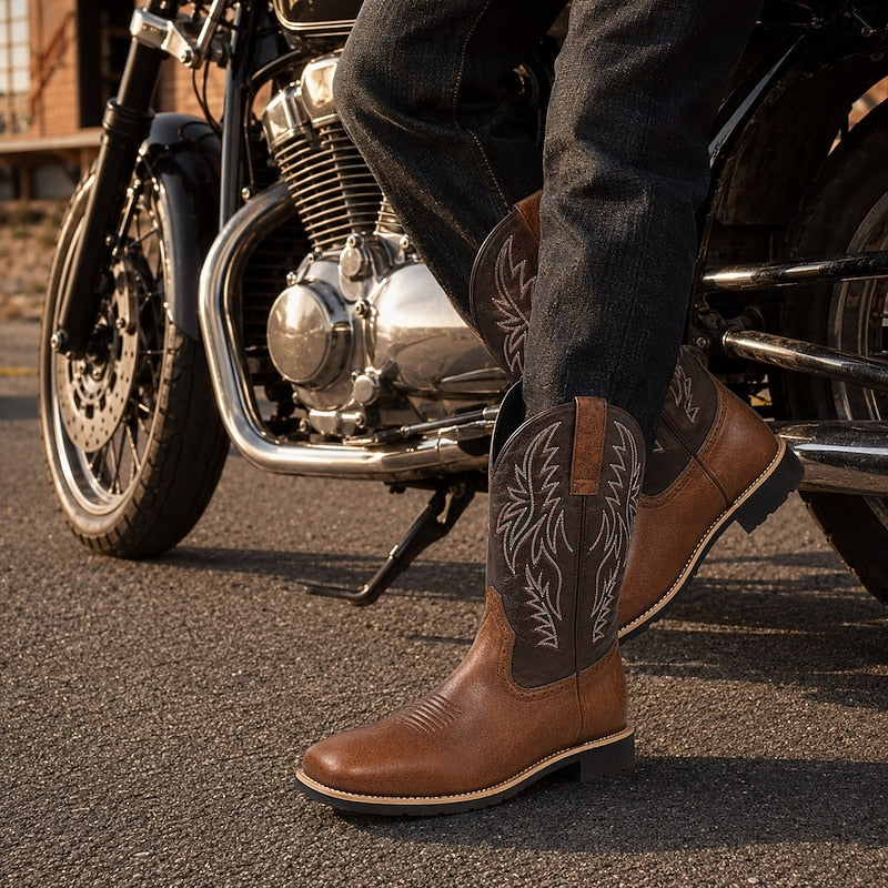 THIBAUD | MEN'S WESTERN COWBOY BOOTS EMBROIDERED SQUARE TOE 8