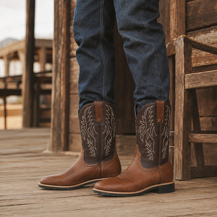 THIBAUD | MEN'S WESTERN COWBOY BOOTS EMBROIDERED SQUARE TOE 9
